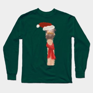 Ostrich Santa Long Sleeve T-Shirt